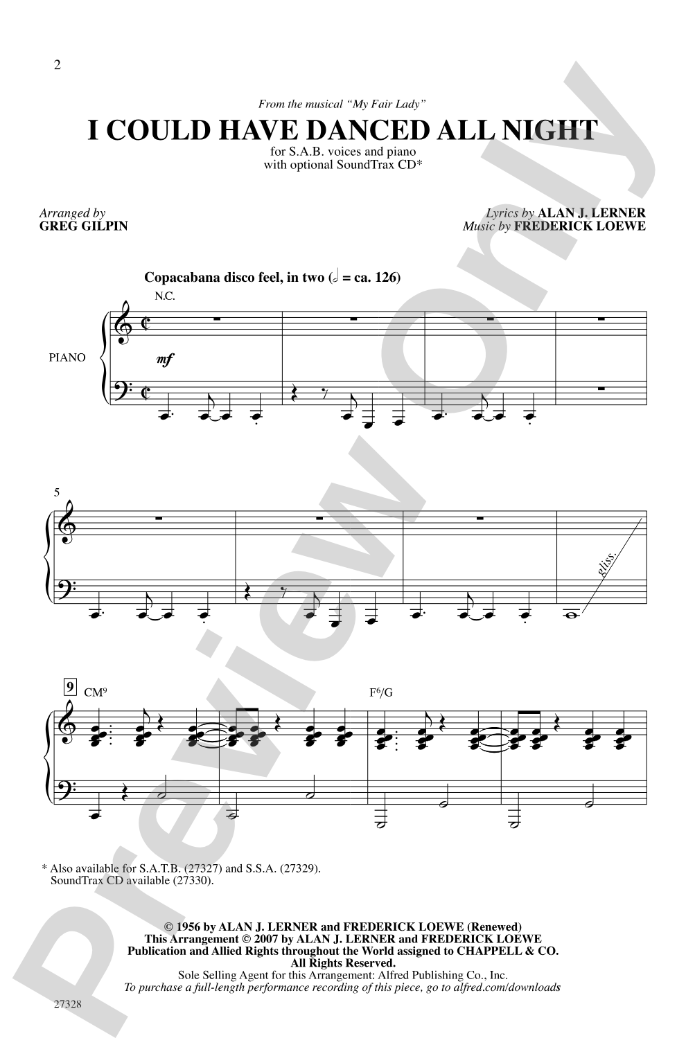 I Could Have Danced All Night: SAB Choral Octavo