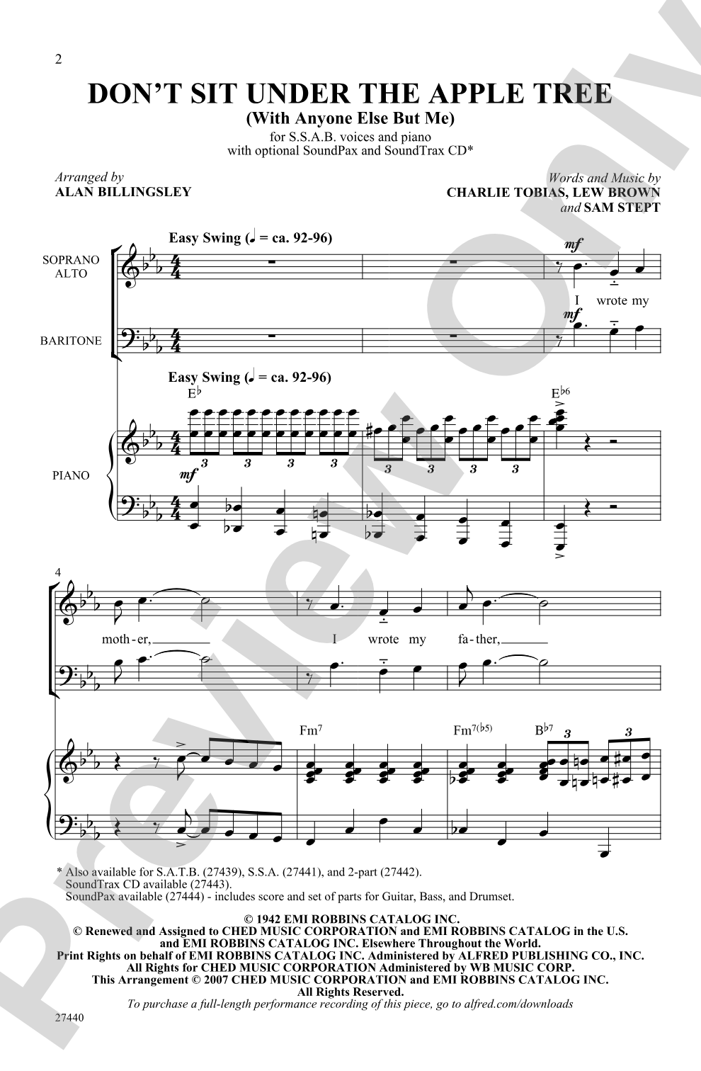 Don't Sit Under the Apple Tree: SAB Choral Octavo