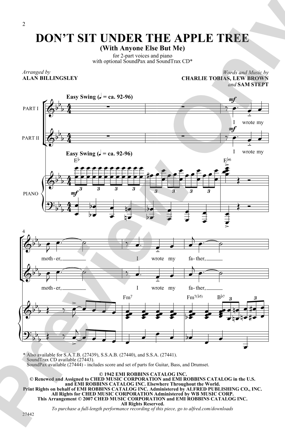 Don't Sit Under the Apple Tree: 2-Part Choral Octavo