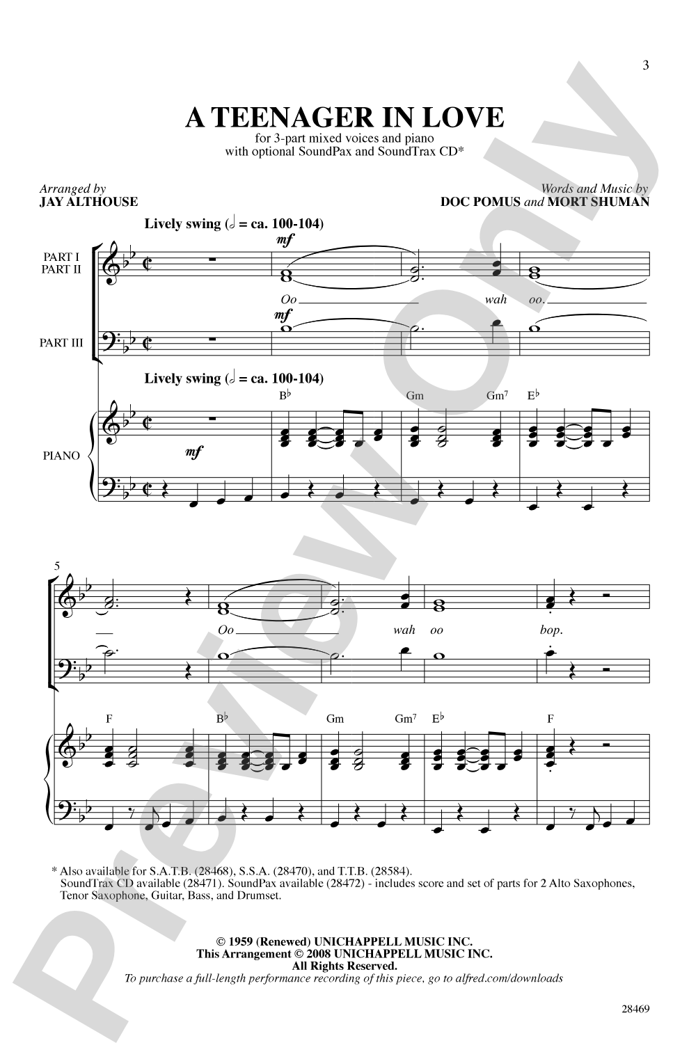 A Teenager in Love: 3-Part Mixed Choral Octavo