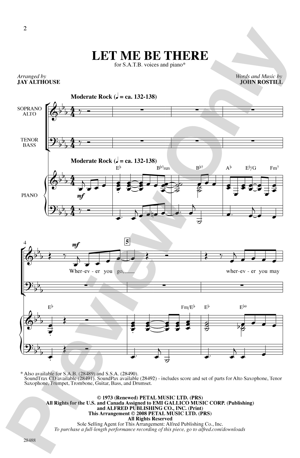 Let Me Be There: SATB Choral Octavo