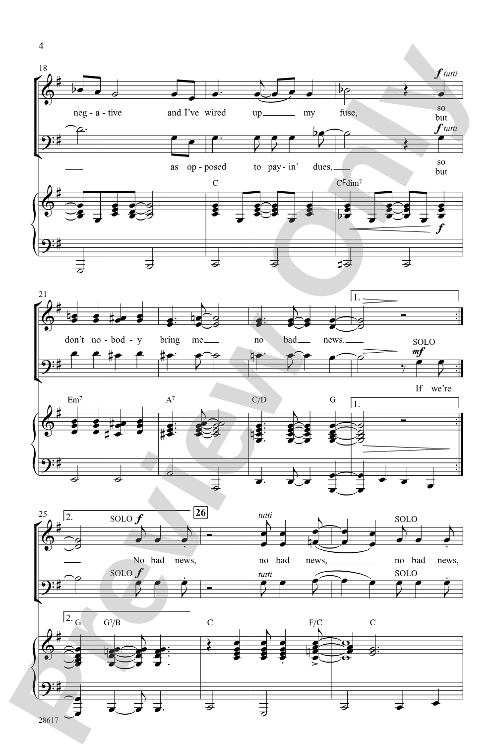 Don't Nobody Bring Me No Bad News: SAB Choral Octavo