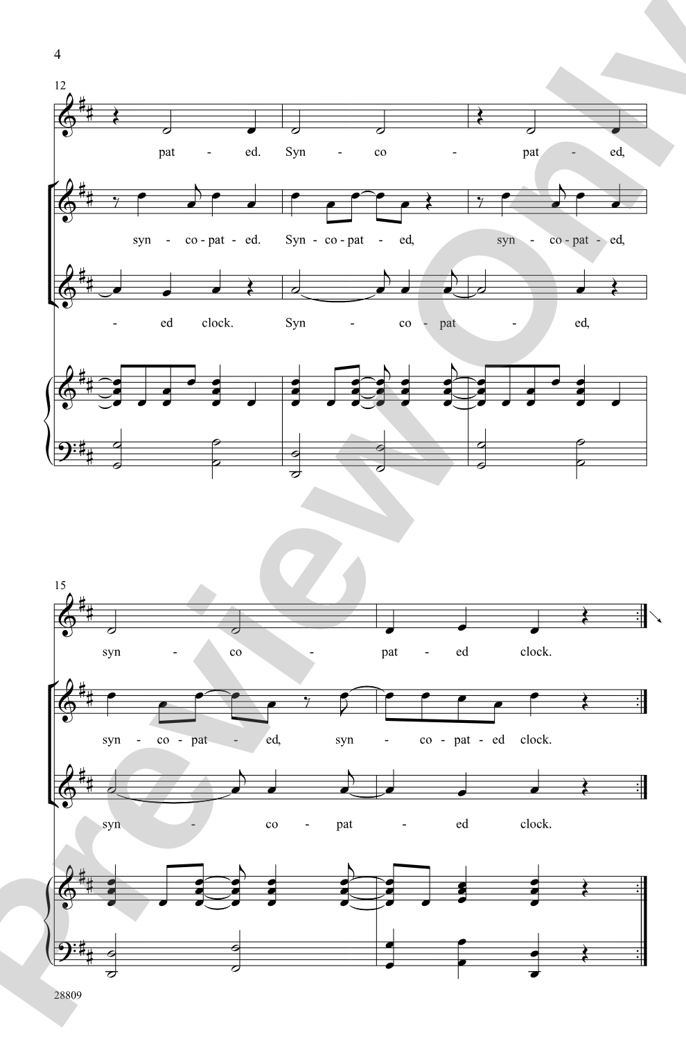 The Syncopated Clock: 2-Part Choral Octavo