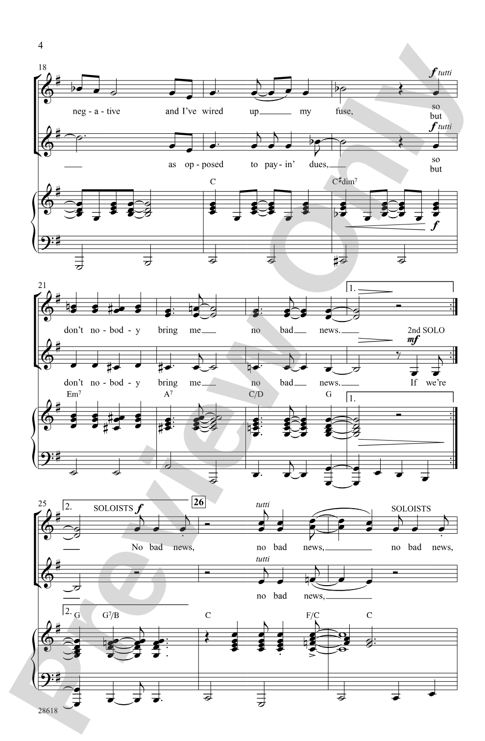 Don't Nobody Bring Me No Bad News: SSA Choral Octavo