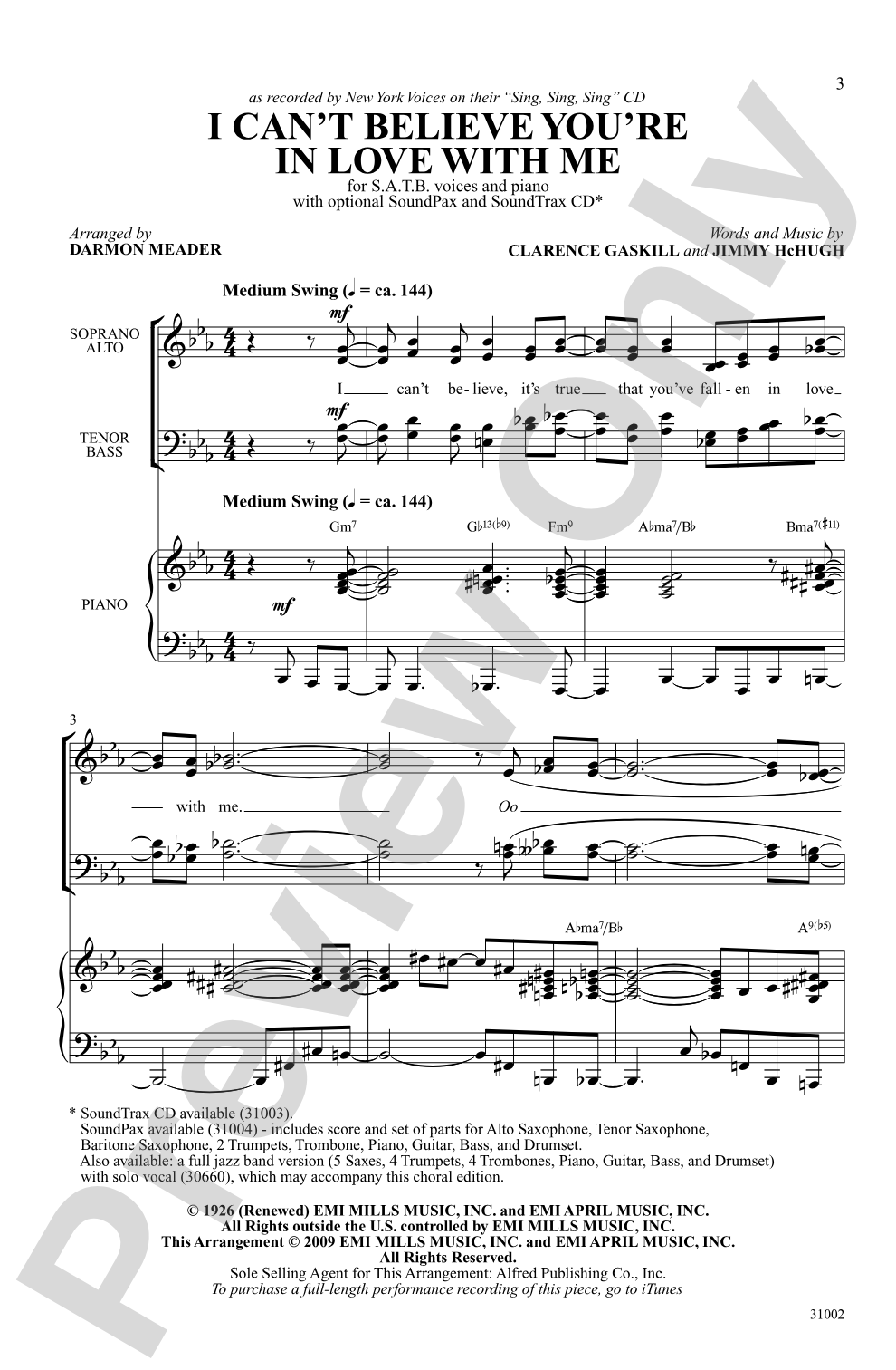 I Can't Believe That You're in Love with Me: SATB Choral Octavo