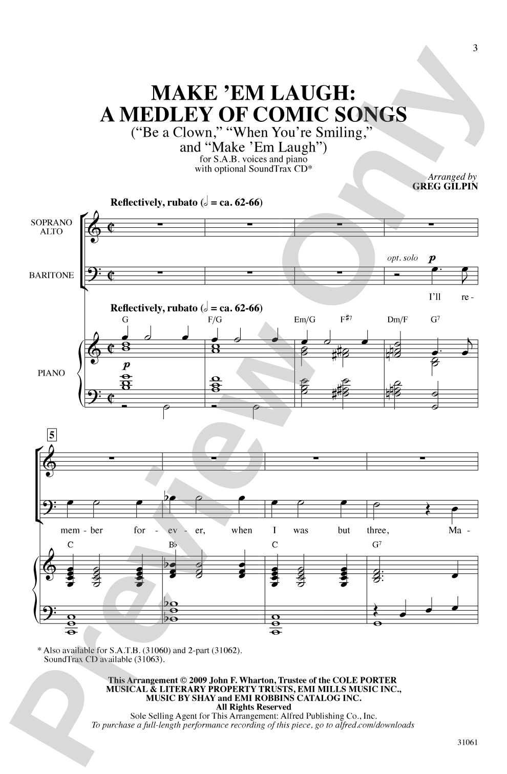 Make 'Em Laugh: A Medley of Comic Songs: SAB Choral Octavo
