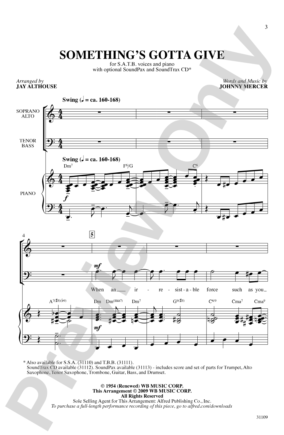 Something's Gotta Give: SATB Choral Octavo