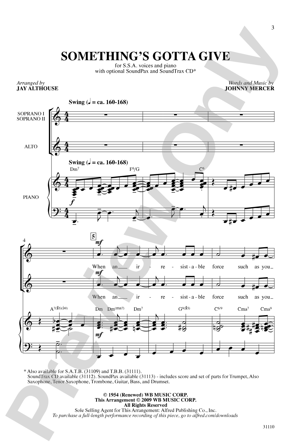 Something's Gotta Give: SSA Choral Octavo