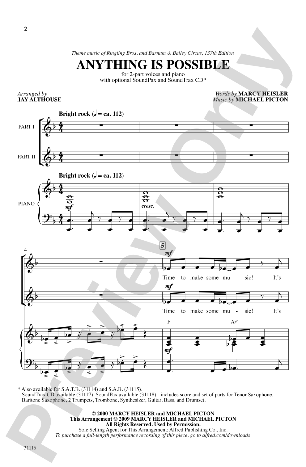 Anything Is Possible: 2-Part Choral Octavo