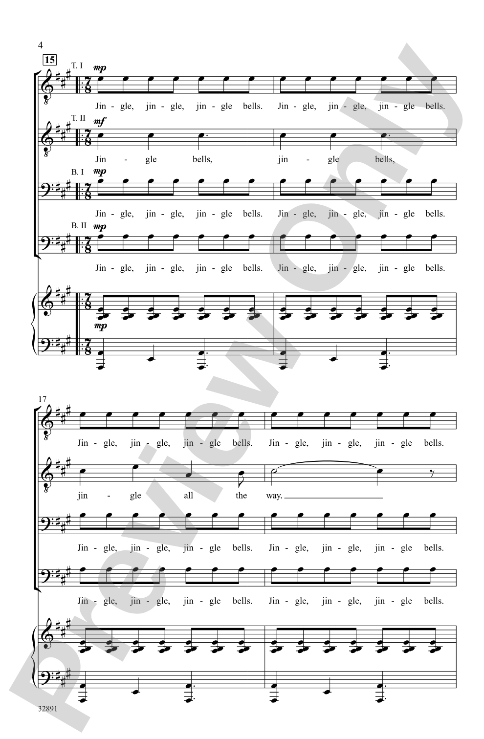 Jingle Bells: TTBB Choral Octavo
