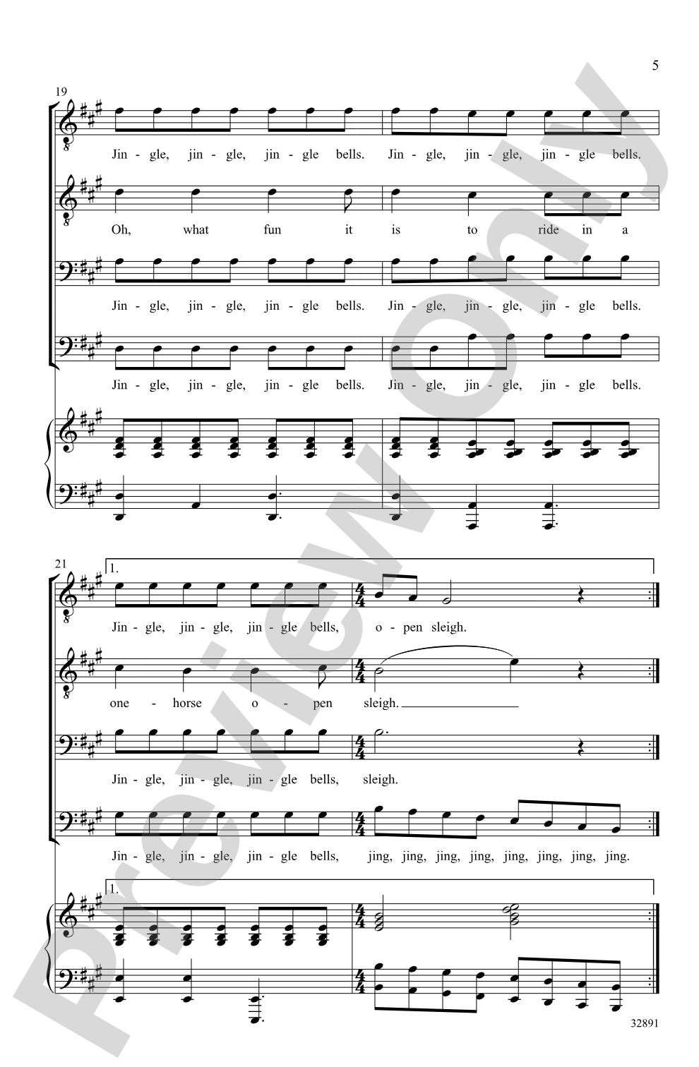 Jingle Bells: TTBB Choral Octavo