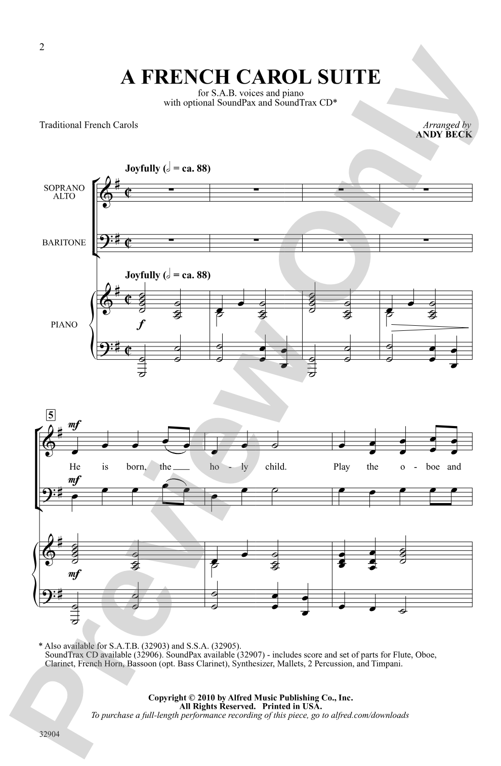 A French Carol Suite: SAB Choral Octavo