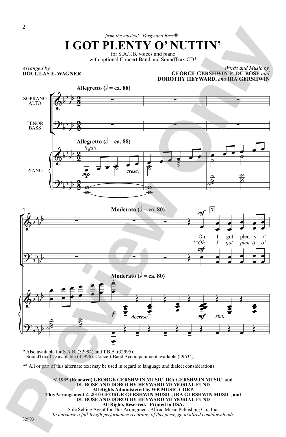 I Got Plenty o' Nuttin': SATB Choral Octavo