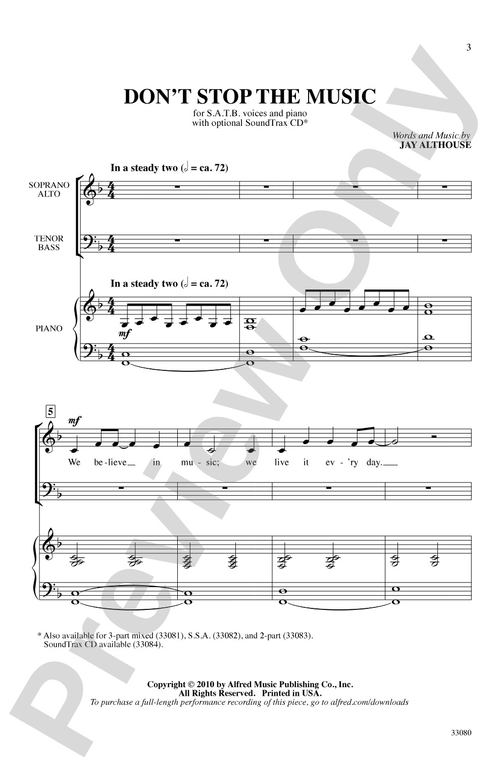 Don't Stop the Music: SATB Choral Octavo