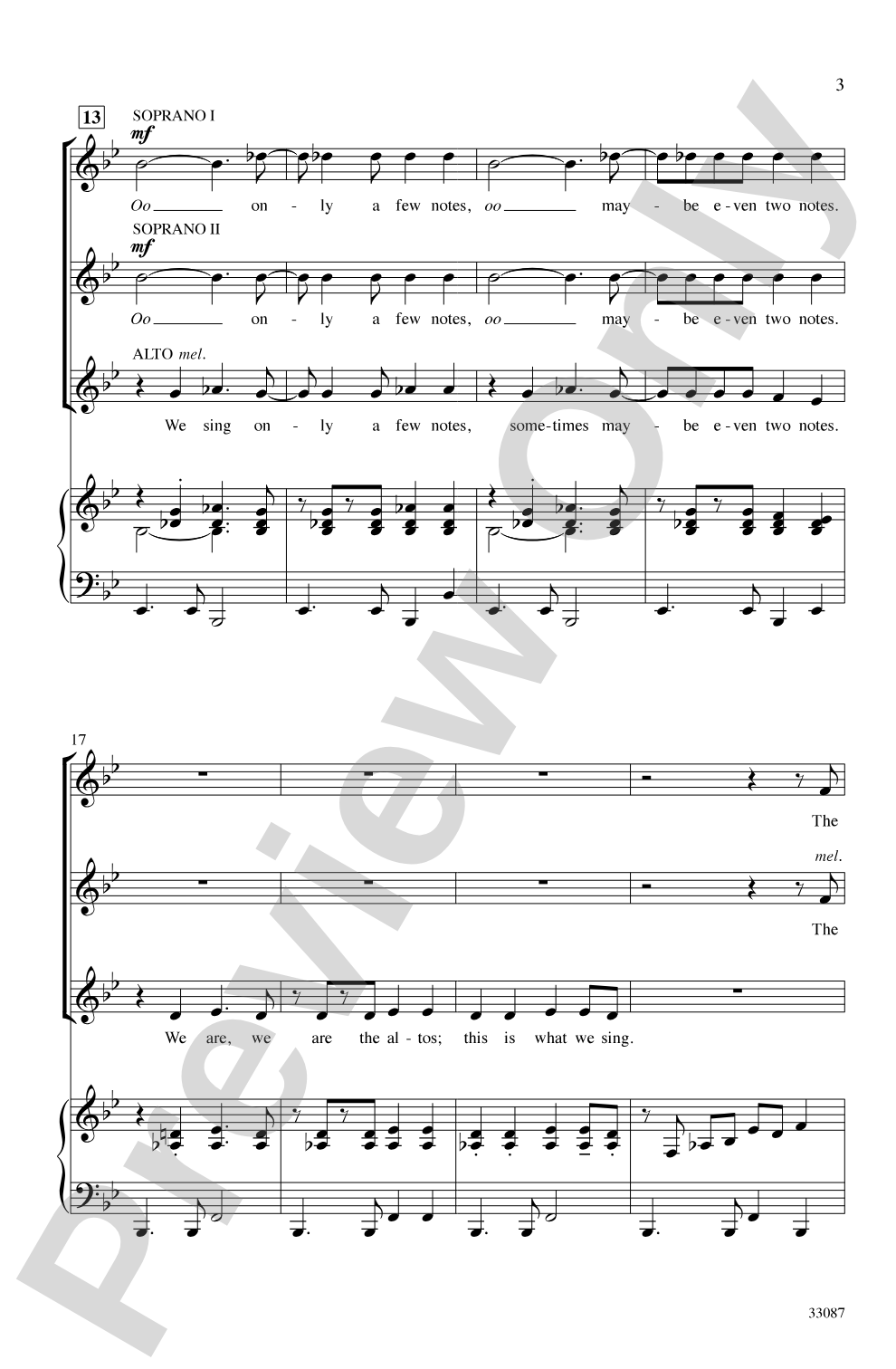 One for the Altos: SSA Choral Octavo