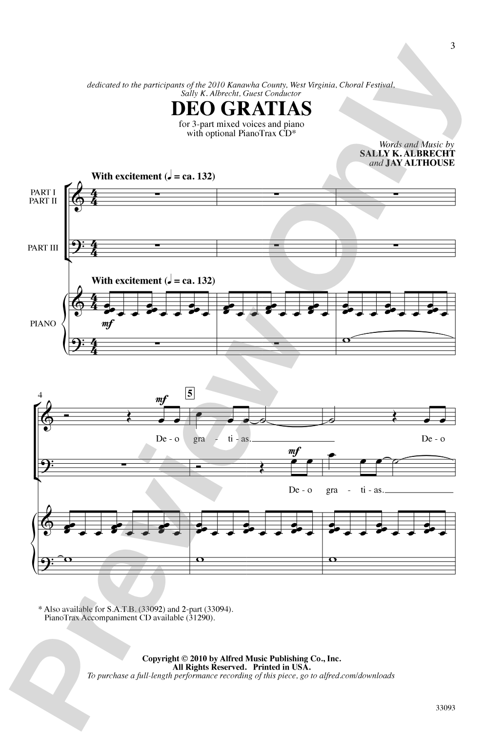 Deo Gratias: 3-Part Mixed Choral Octavo