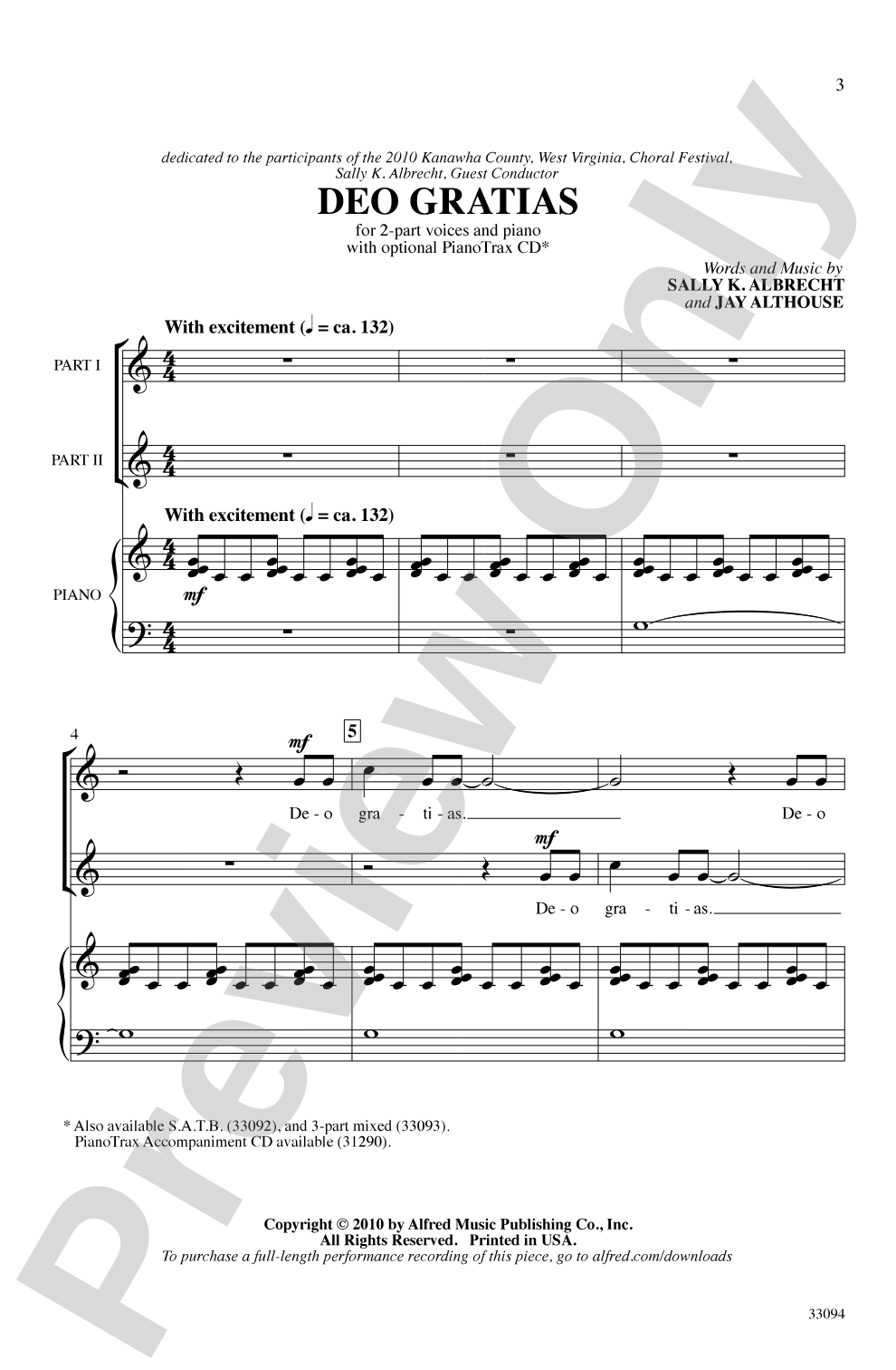 Deo Gratias: 2-Part Choral Octavo