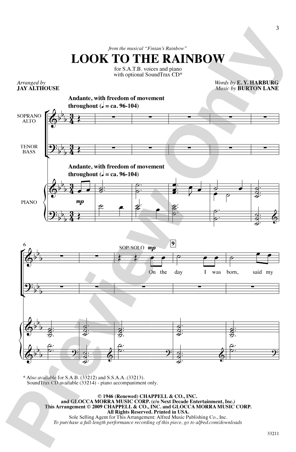 Look to the Rainbow: SATB Choral Octavo