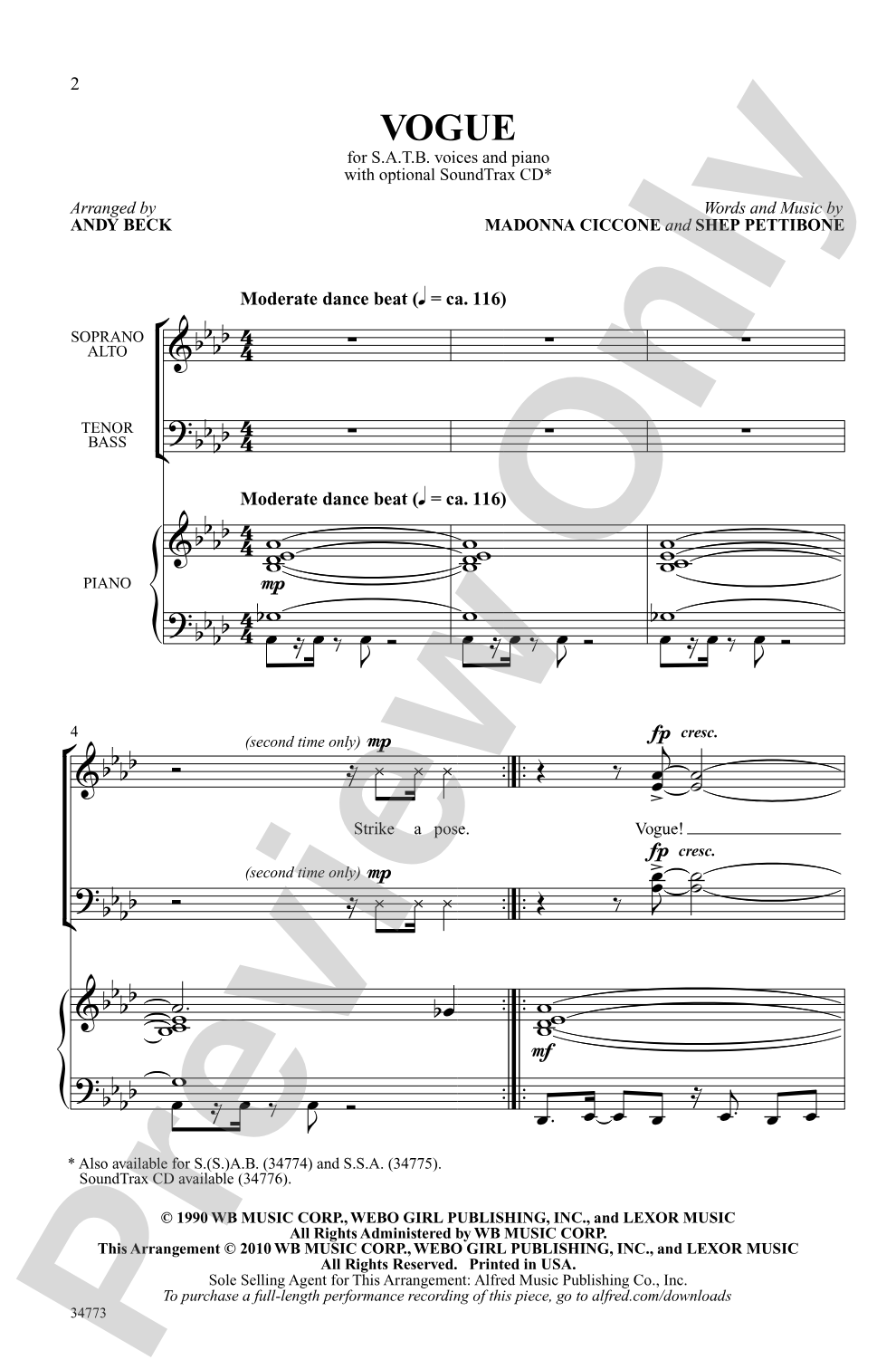 Vogue: SATB Choral Octavo