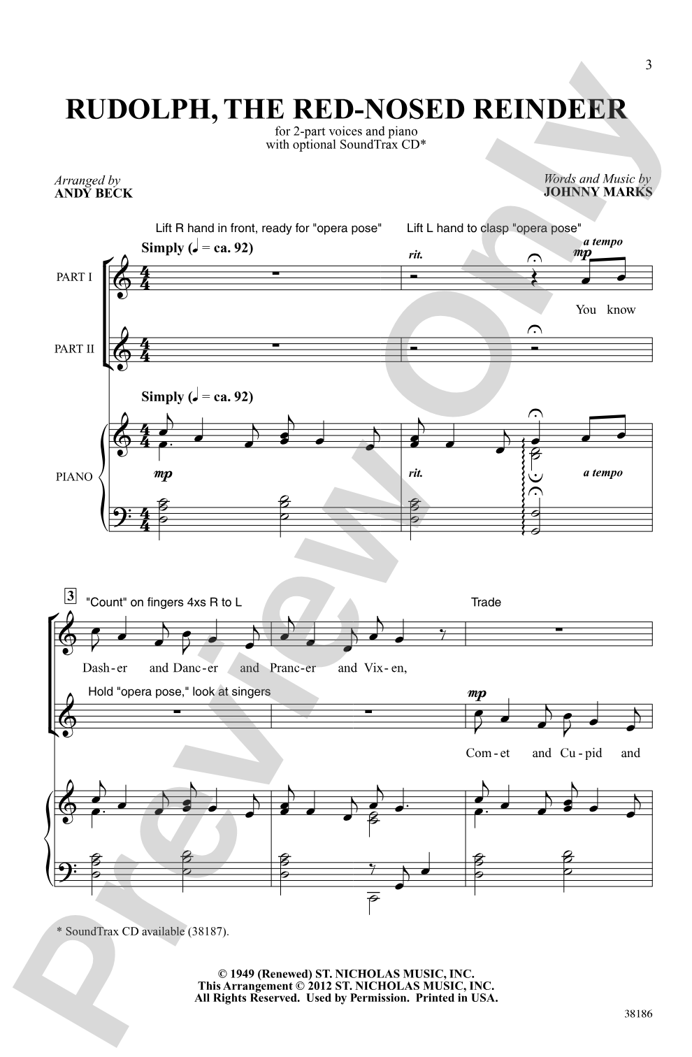 Rudolph, the Red-Nosed Reindeer: 2-Part Choral Octavo