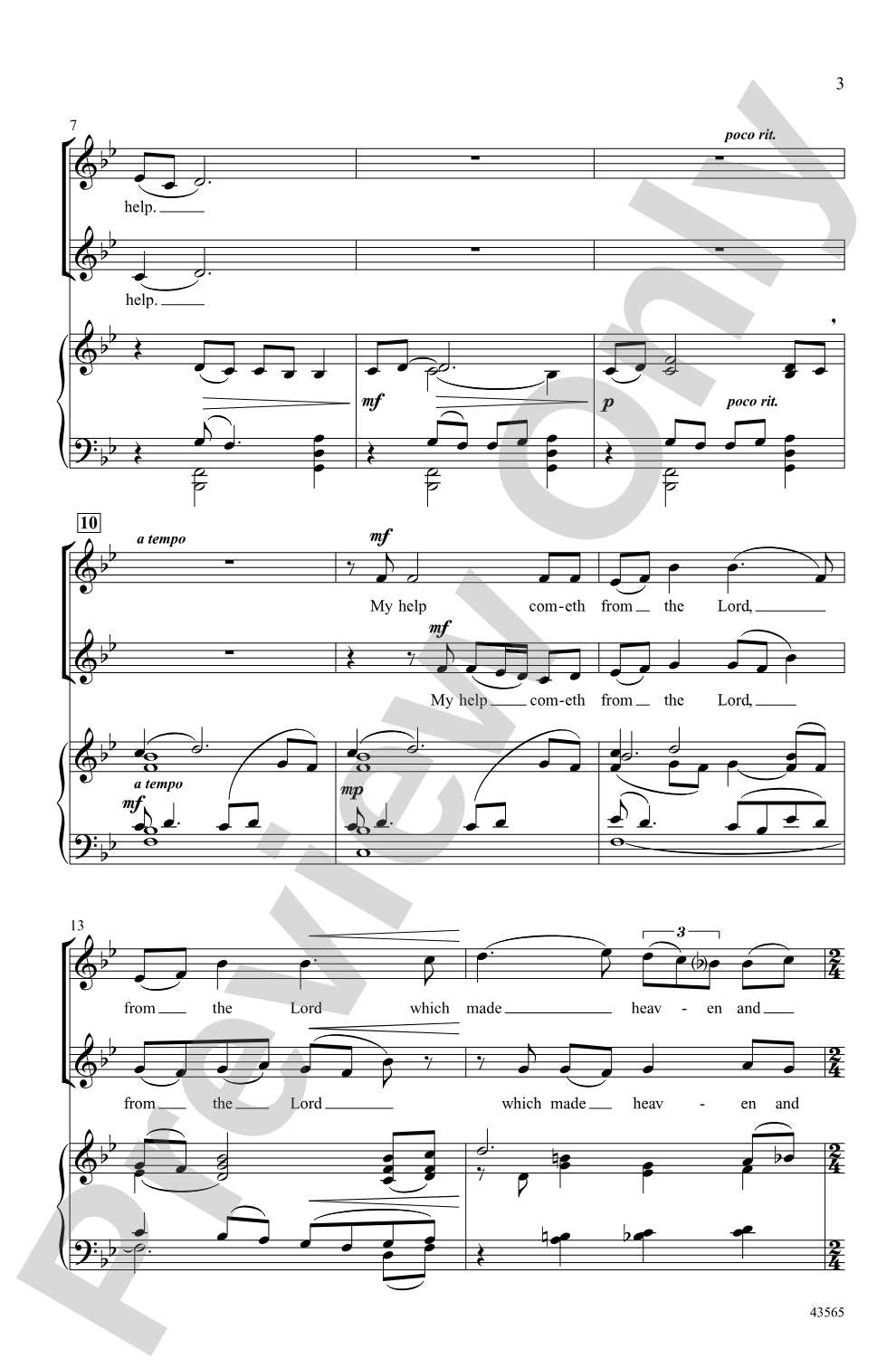 Psalm 121: SA Choral Octavo