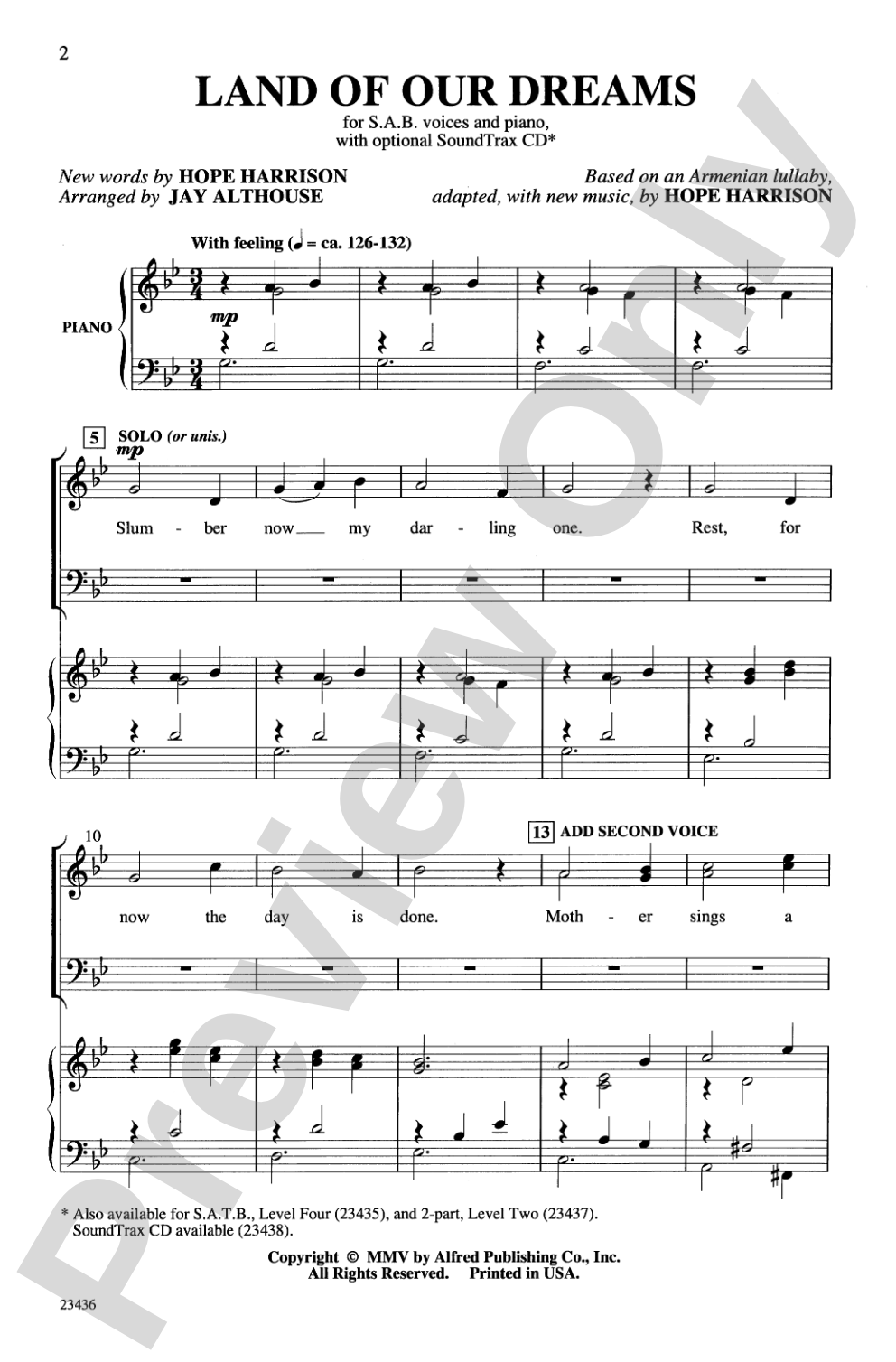 Land of Our Dreams: SAB Choral Octavo