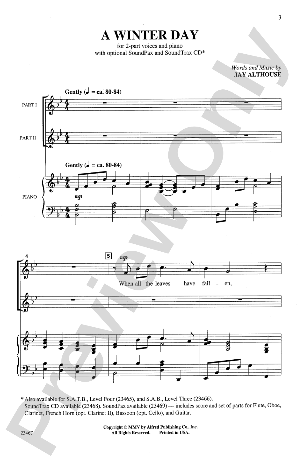 A Winter Day: 2-Part Choral Octavo