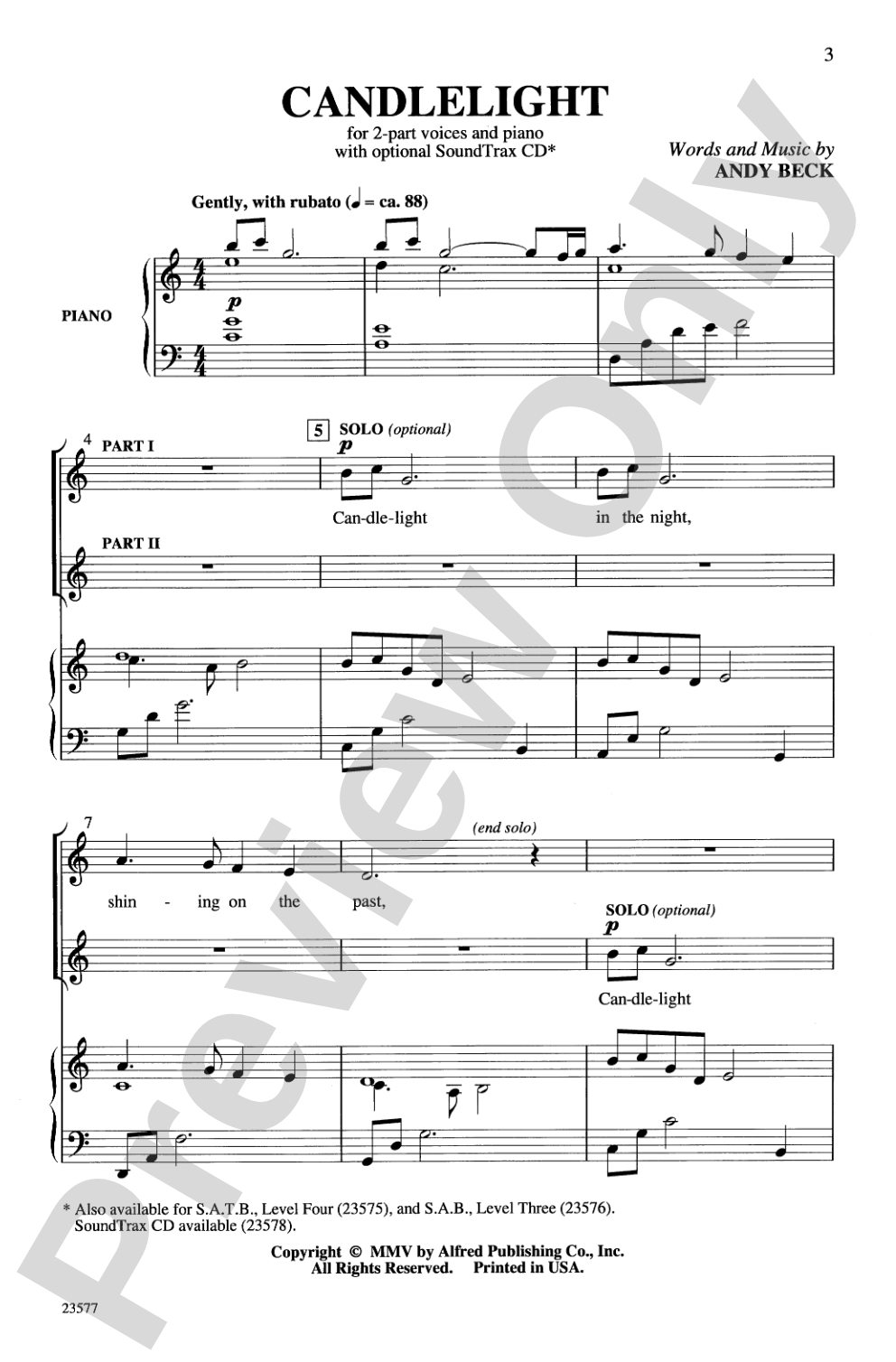 Candlelight: 2-Part Choral Octavo