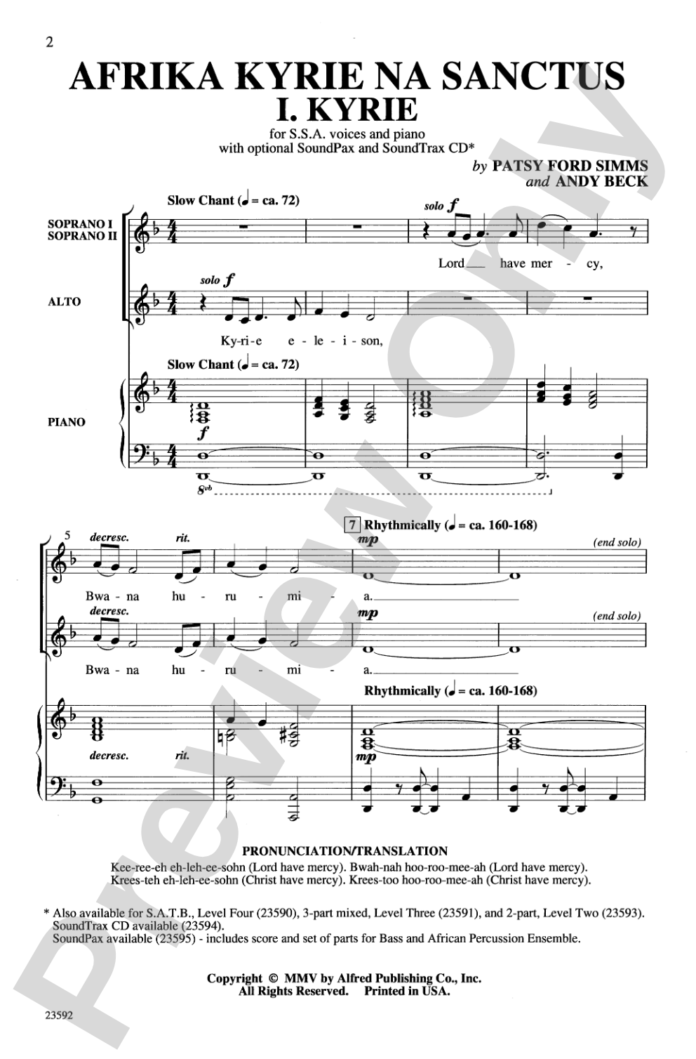 Afrika Kyrie na Sanctus: SSA Choral Octavo