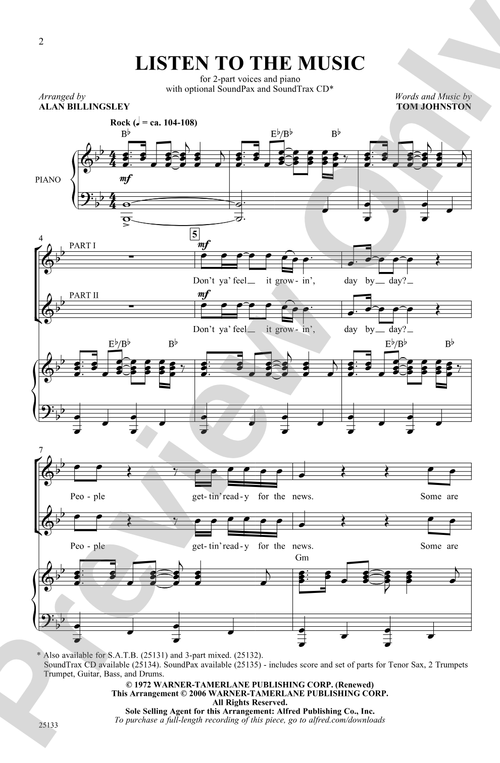 Listen to the Music: 2-Part Choral Octavo