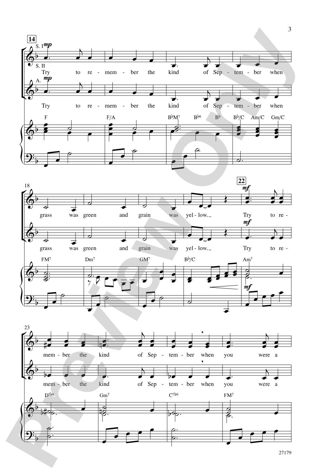 Try to Remember: SSA Choral Octavo