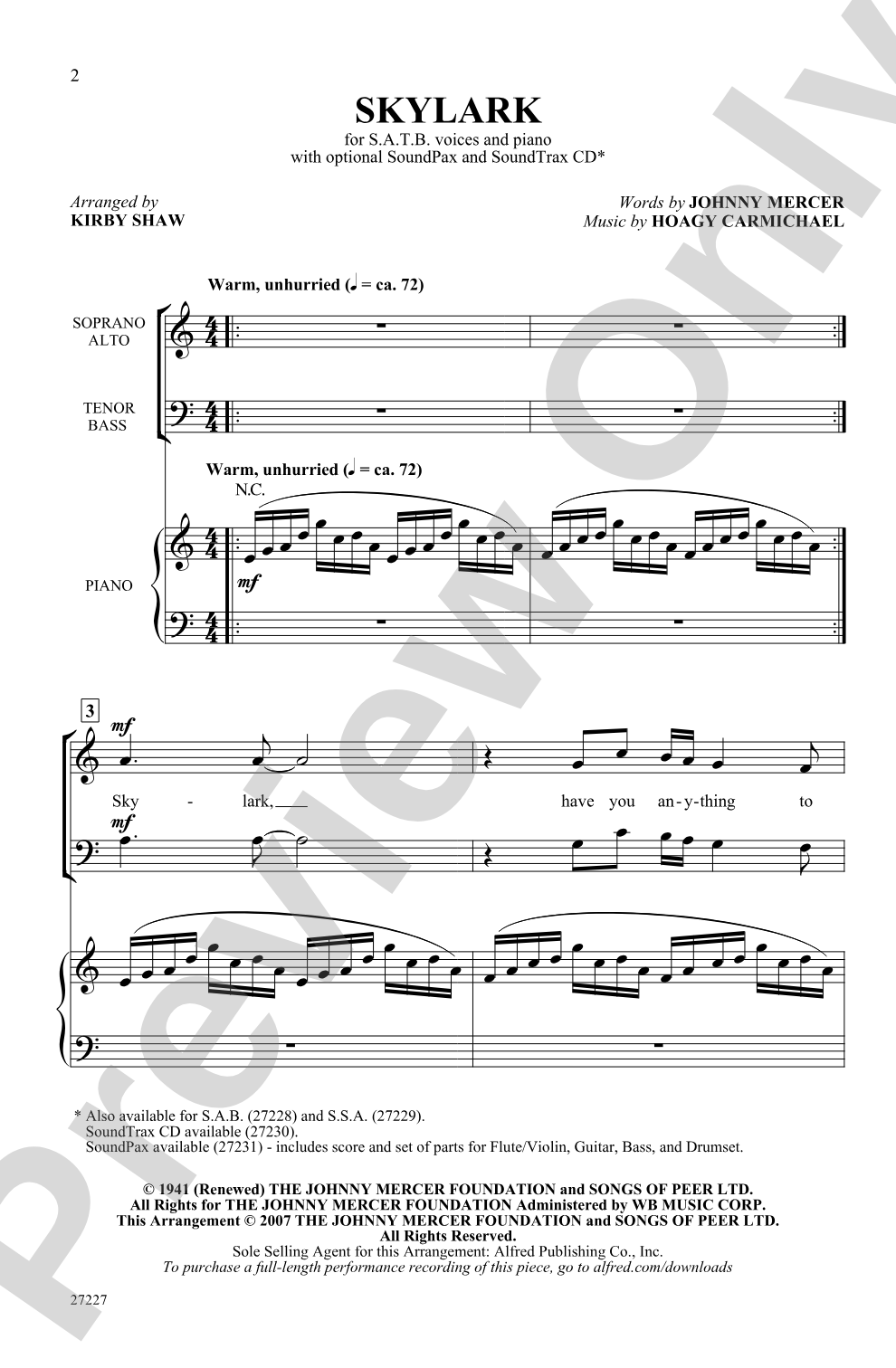 Skylark: SATB Choral Octavo