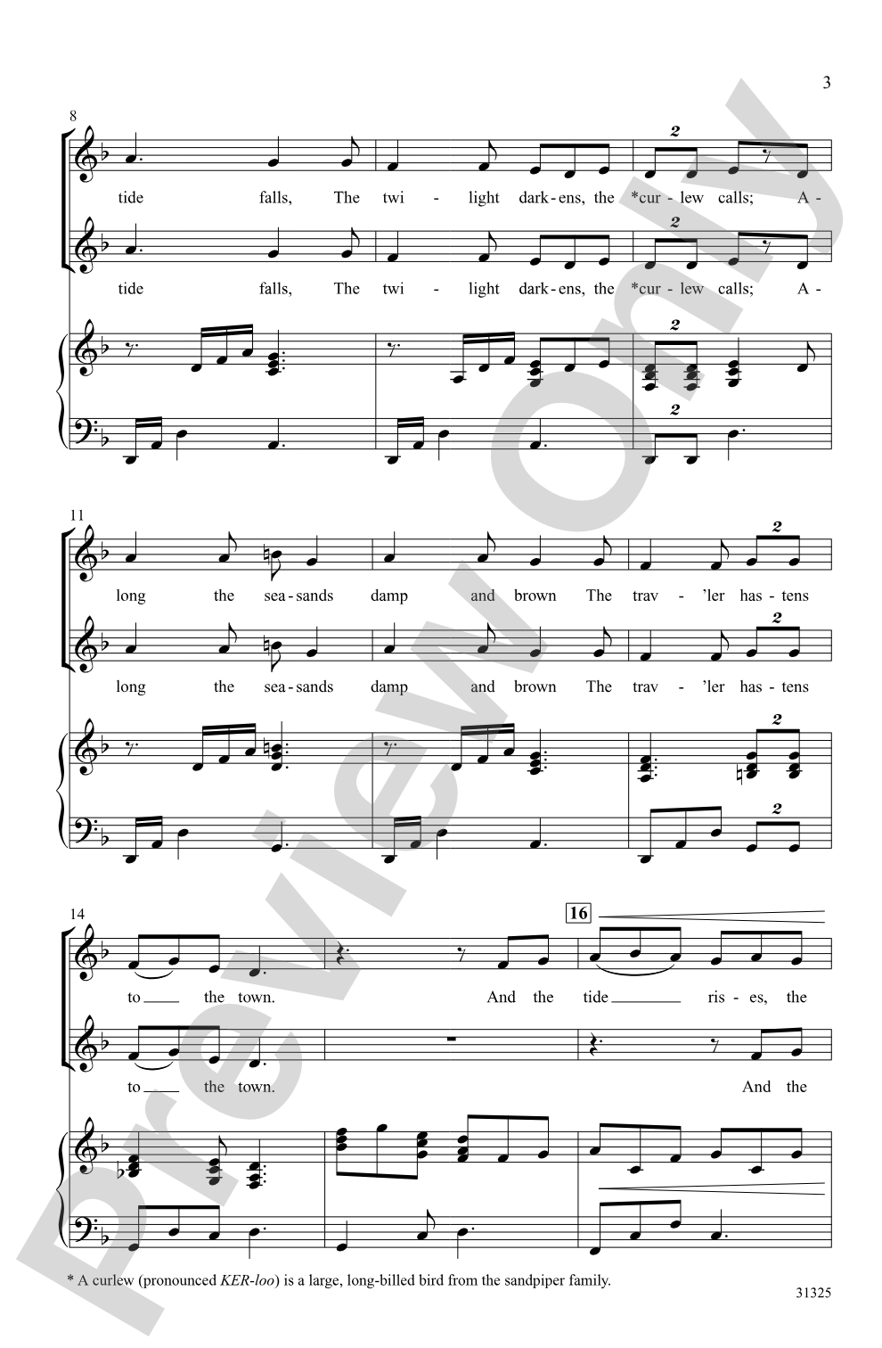 The Tide Rises, the Tide Falls: 2-Part / SSA Choral Octavo