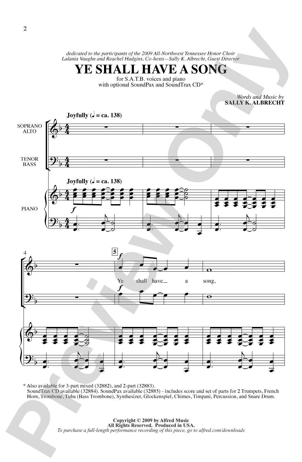 Ye Shall Have a Song: SATB Choral Octavo