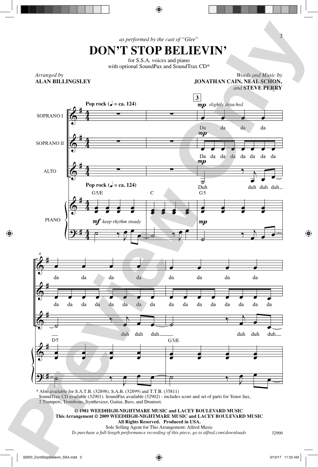 Don't Stop Believin': SSA Choral Octavo