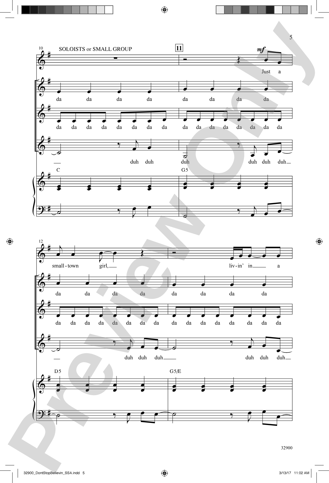 Don't Stop Believin': SSA Choral Octavo