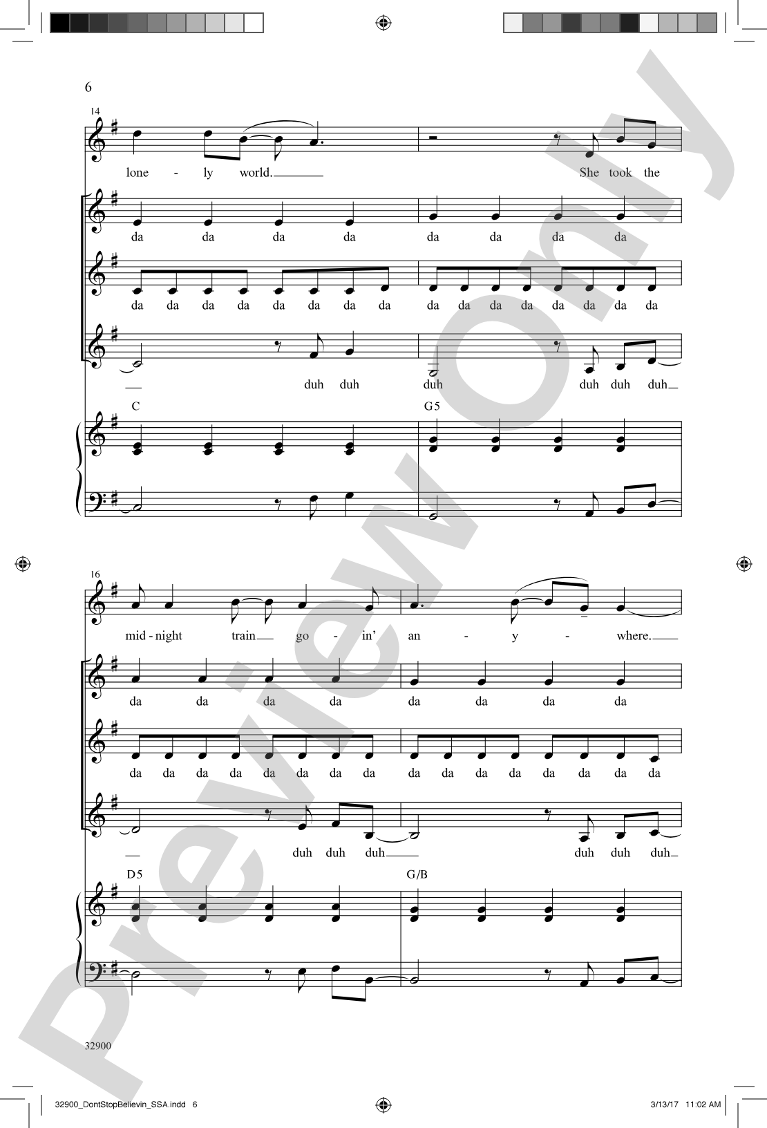 Don't Stop Believin': SSA Choral Octavo