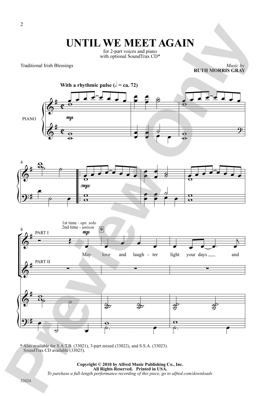 Until We Meet Again: 2-Part Choral Octavo