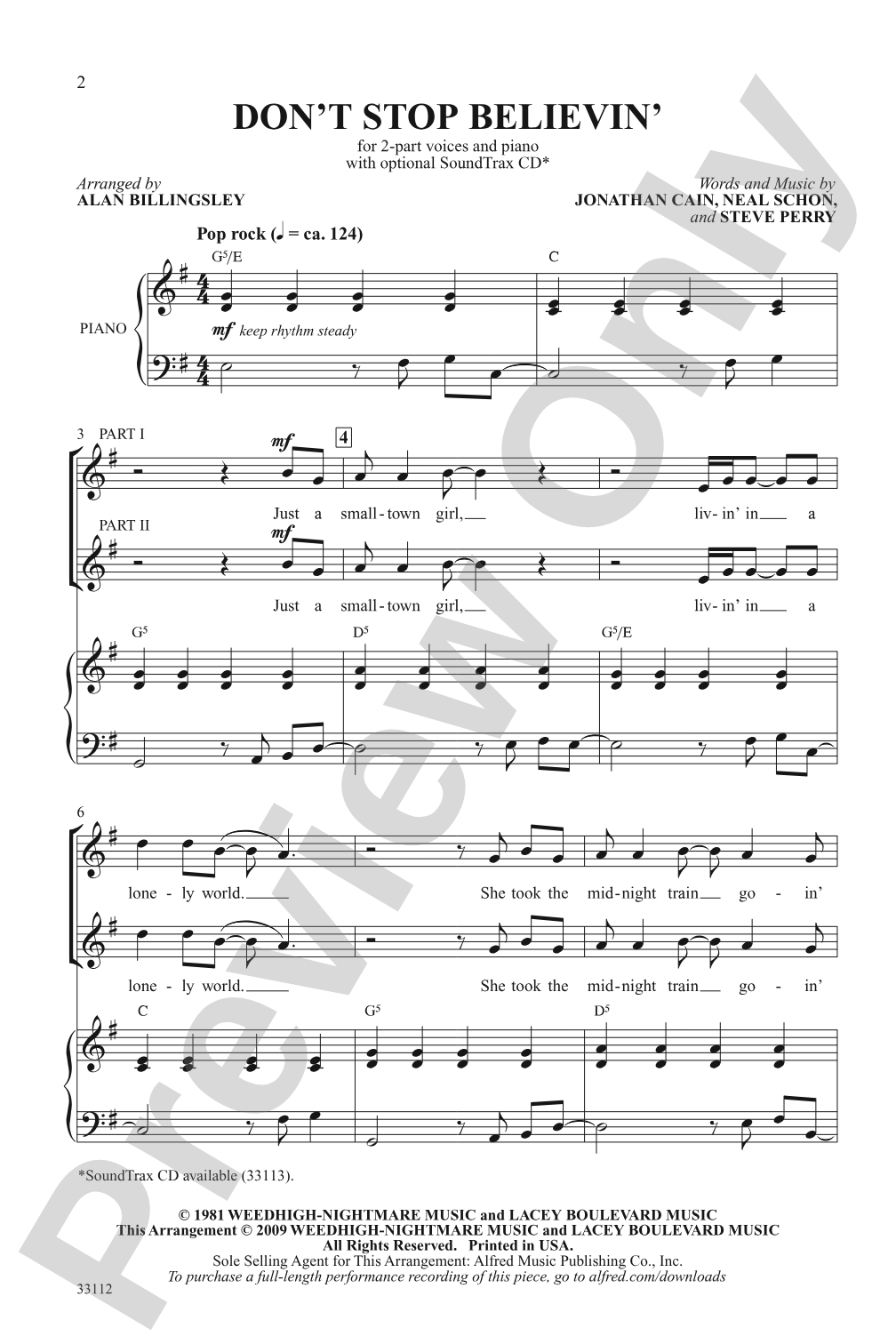 Don't Stop Believin': 2-Part Choral Octavo
