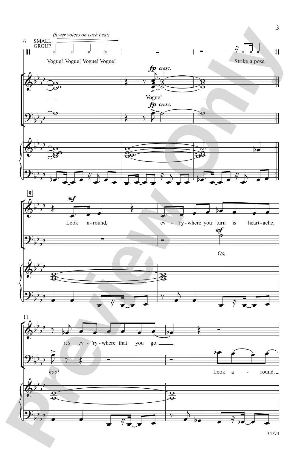 Vogue: S(S)AB Choral Octavo