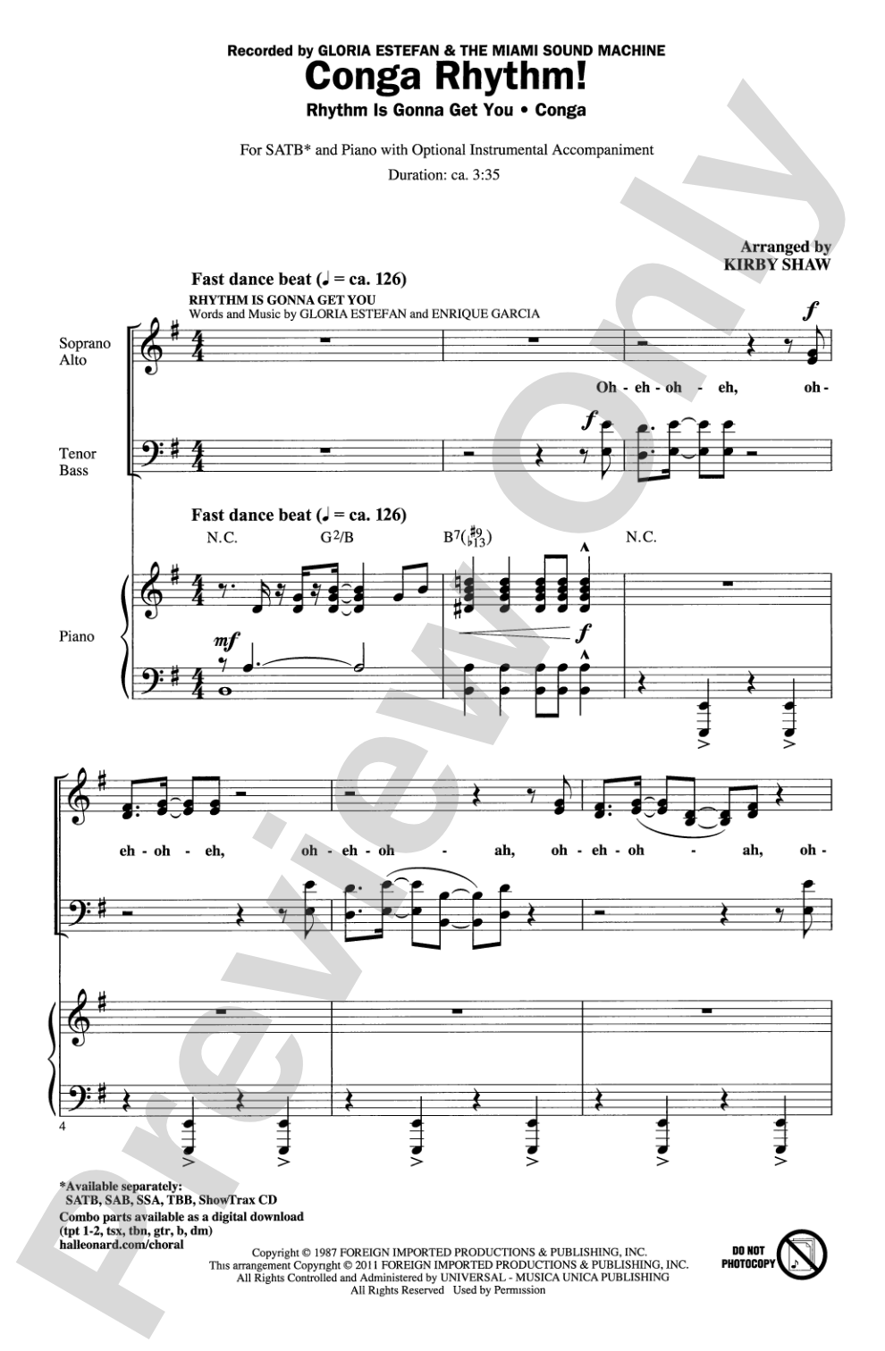 Conga Rhythm: SATB Choral Octavo
