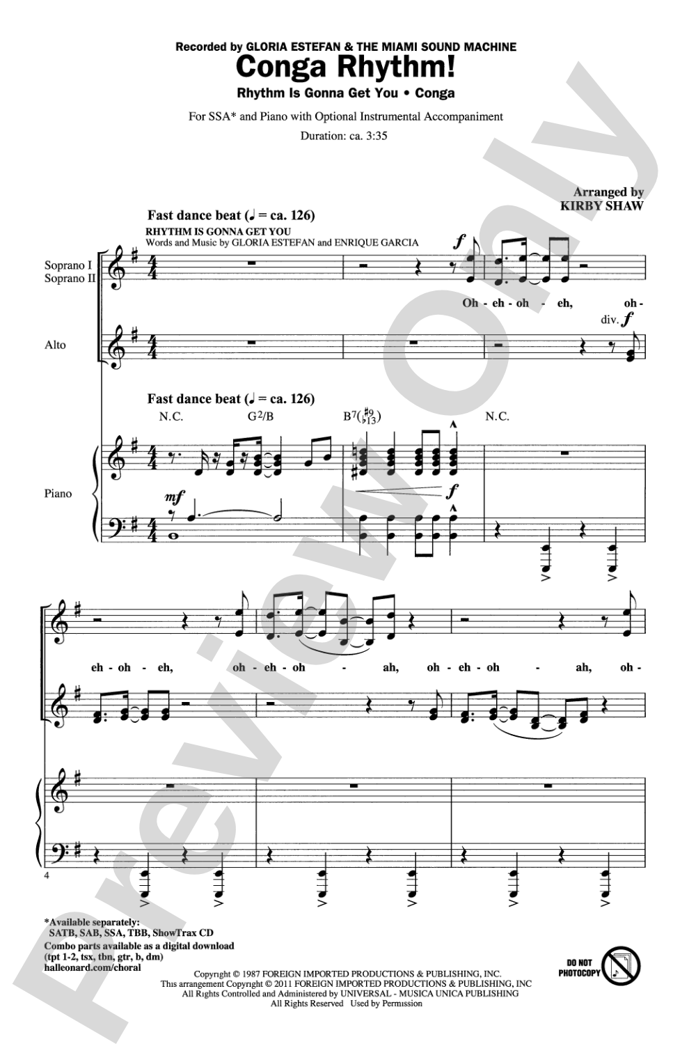 Conga Rhythm: SSA Choral Octavo