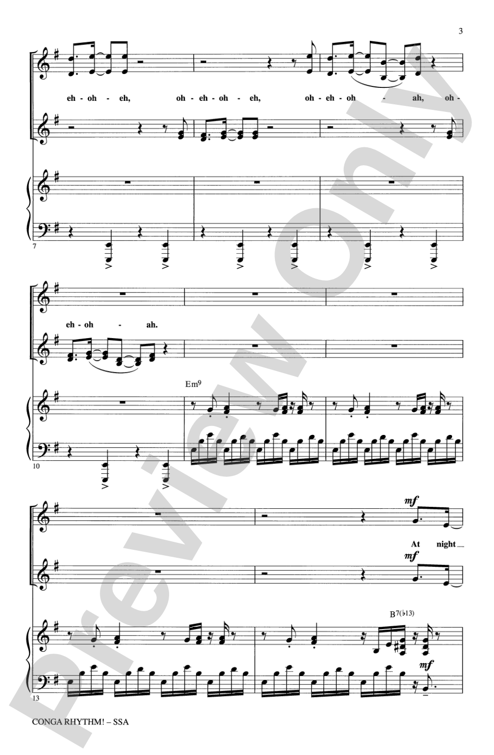 Conga Rhythm: SSA Choral Octavo