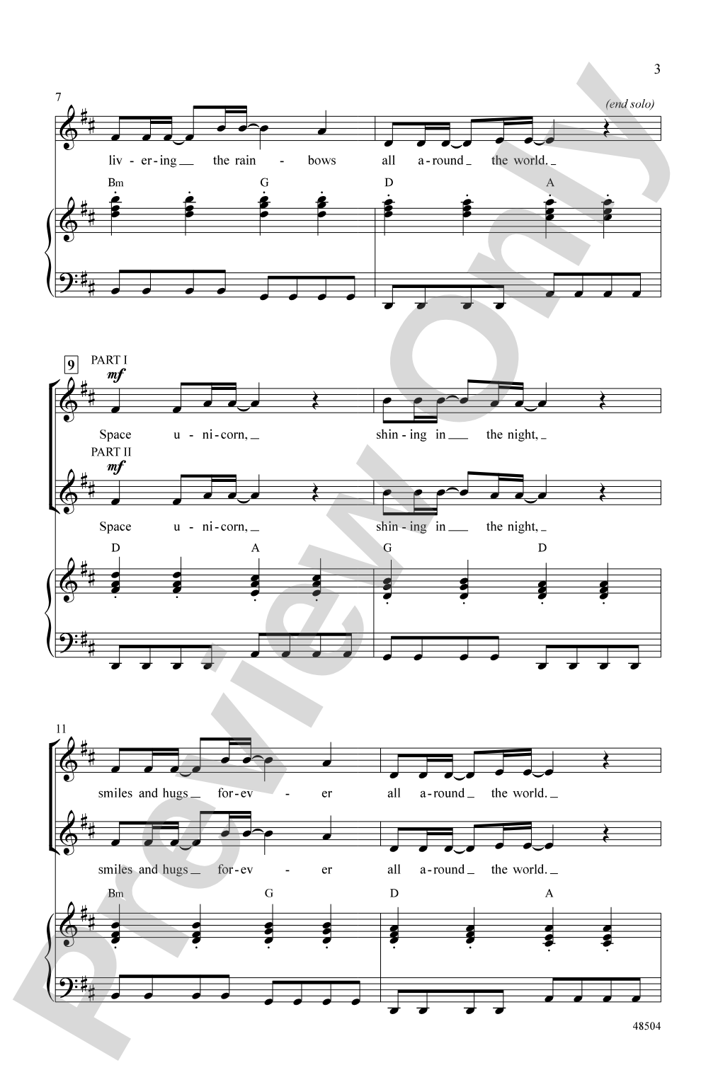Space Unicorn: 2-Part Choral Octavo