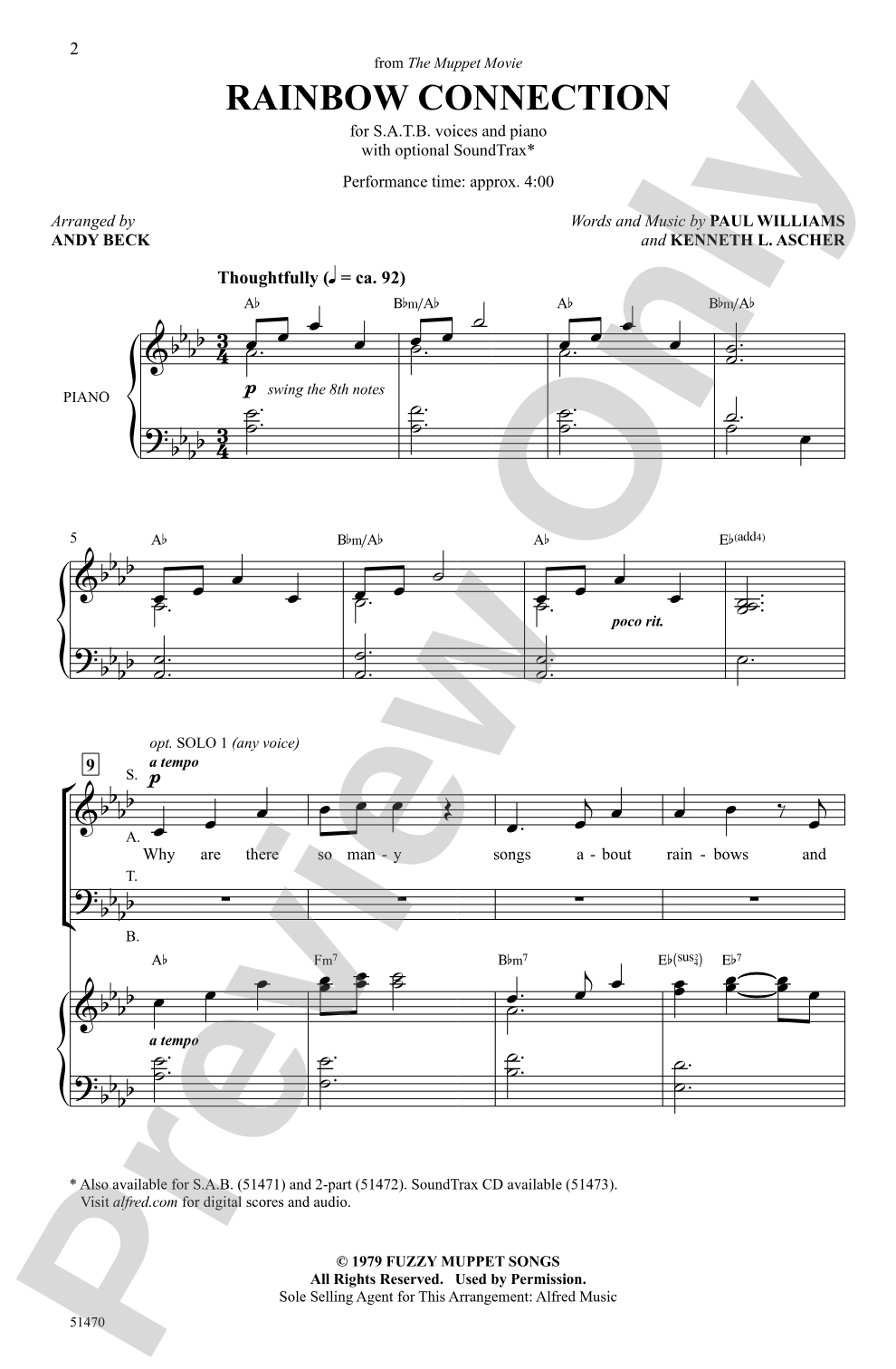 Rainbow Connection: SATB Choral Octavo