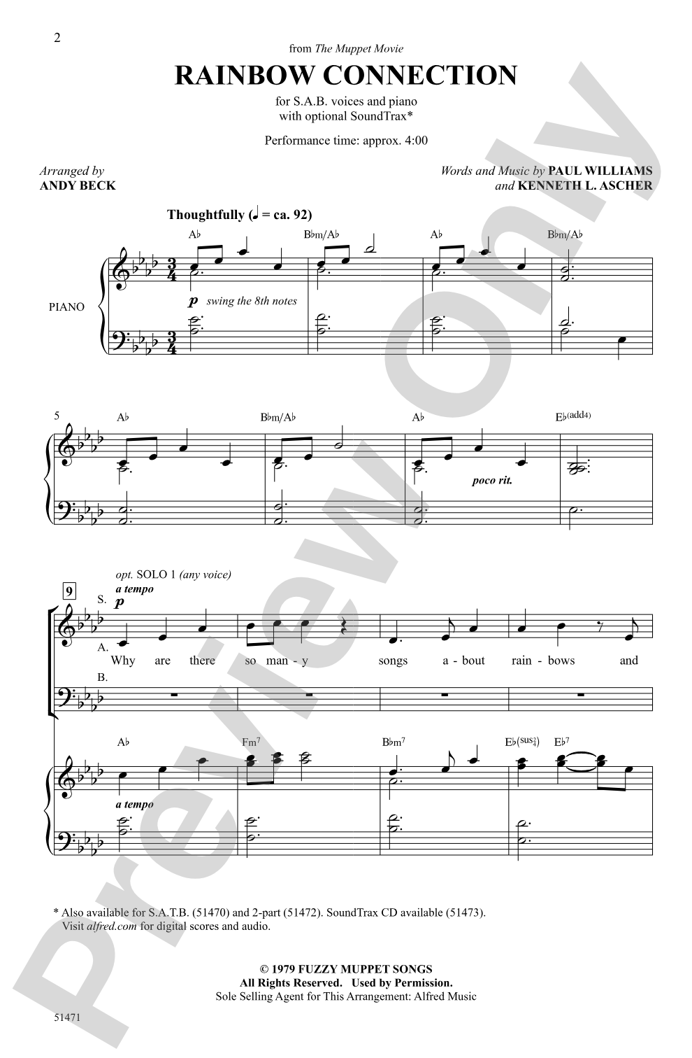 Rainbow Connection: SAB Choral Octavo