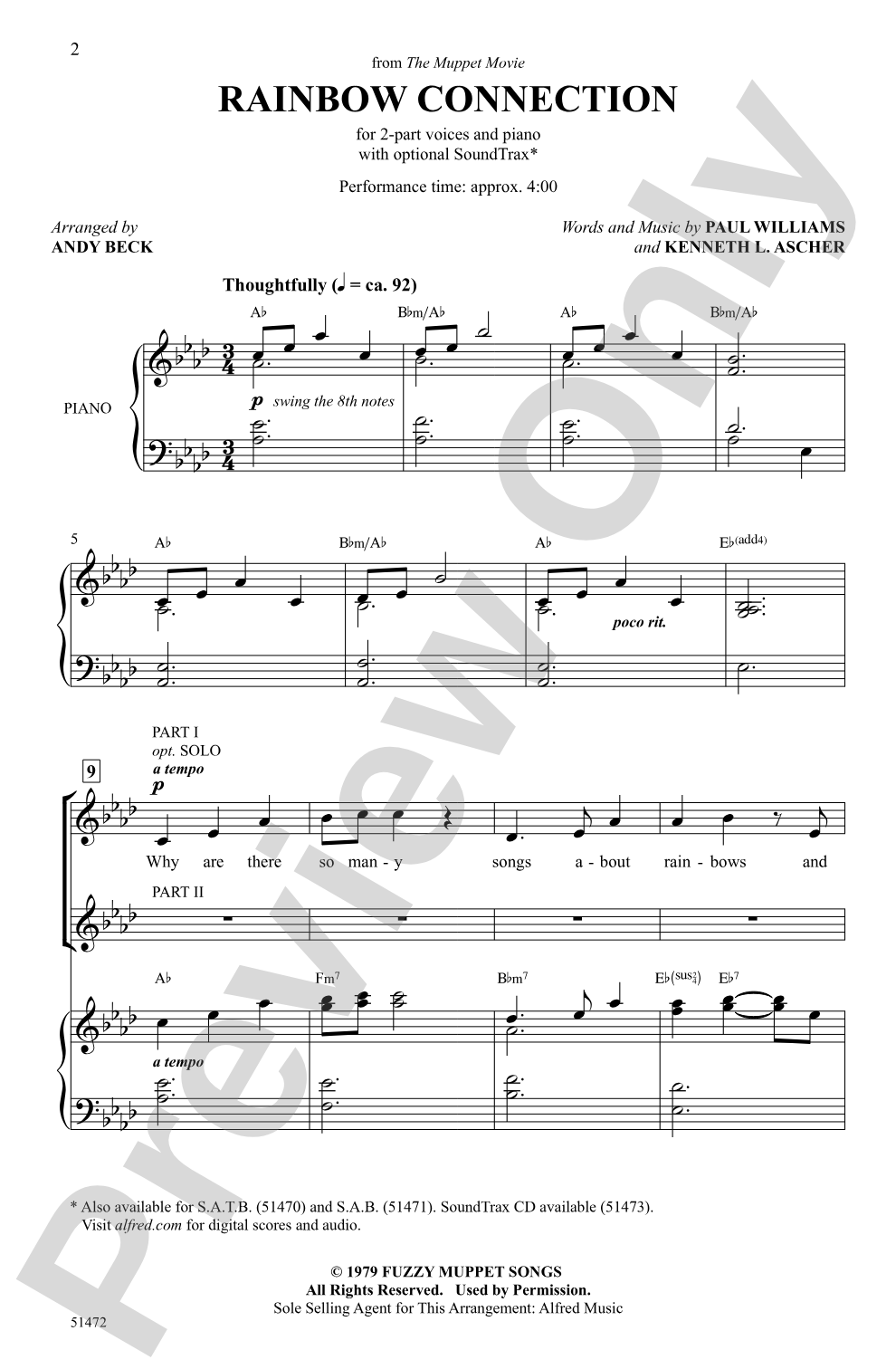 Rainbow Connection: 2-Part Choral Octavo