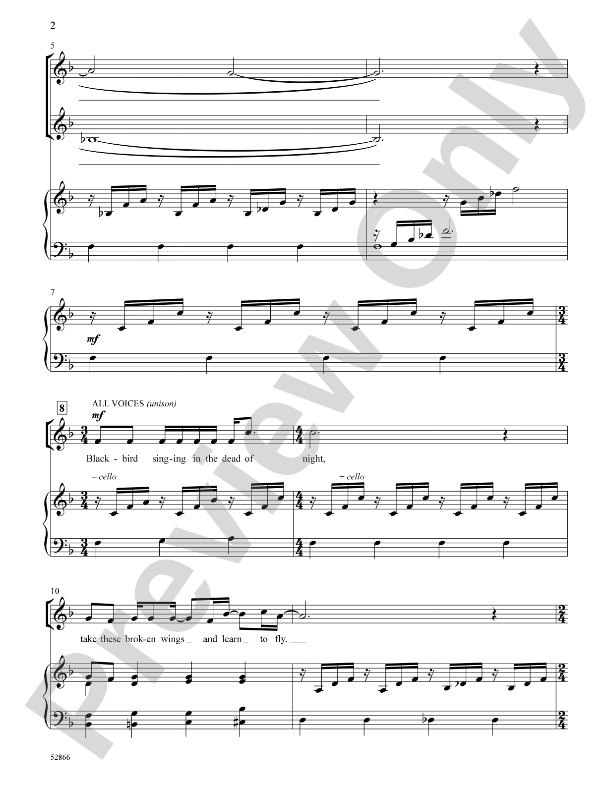 Blackbird: 2-Part Choral Octavo