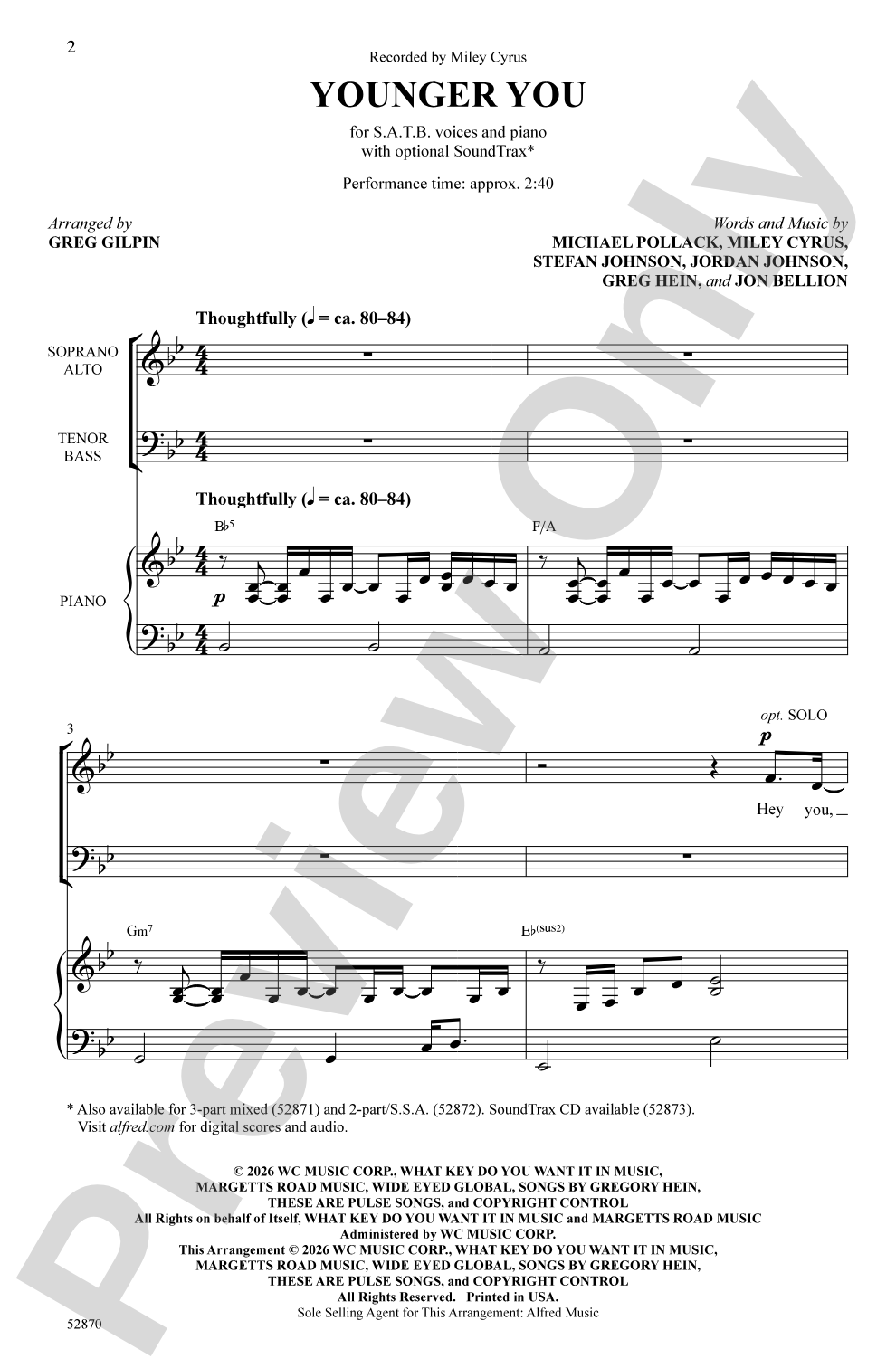 Younger You: SATB Choral Octavo