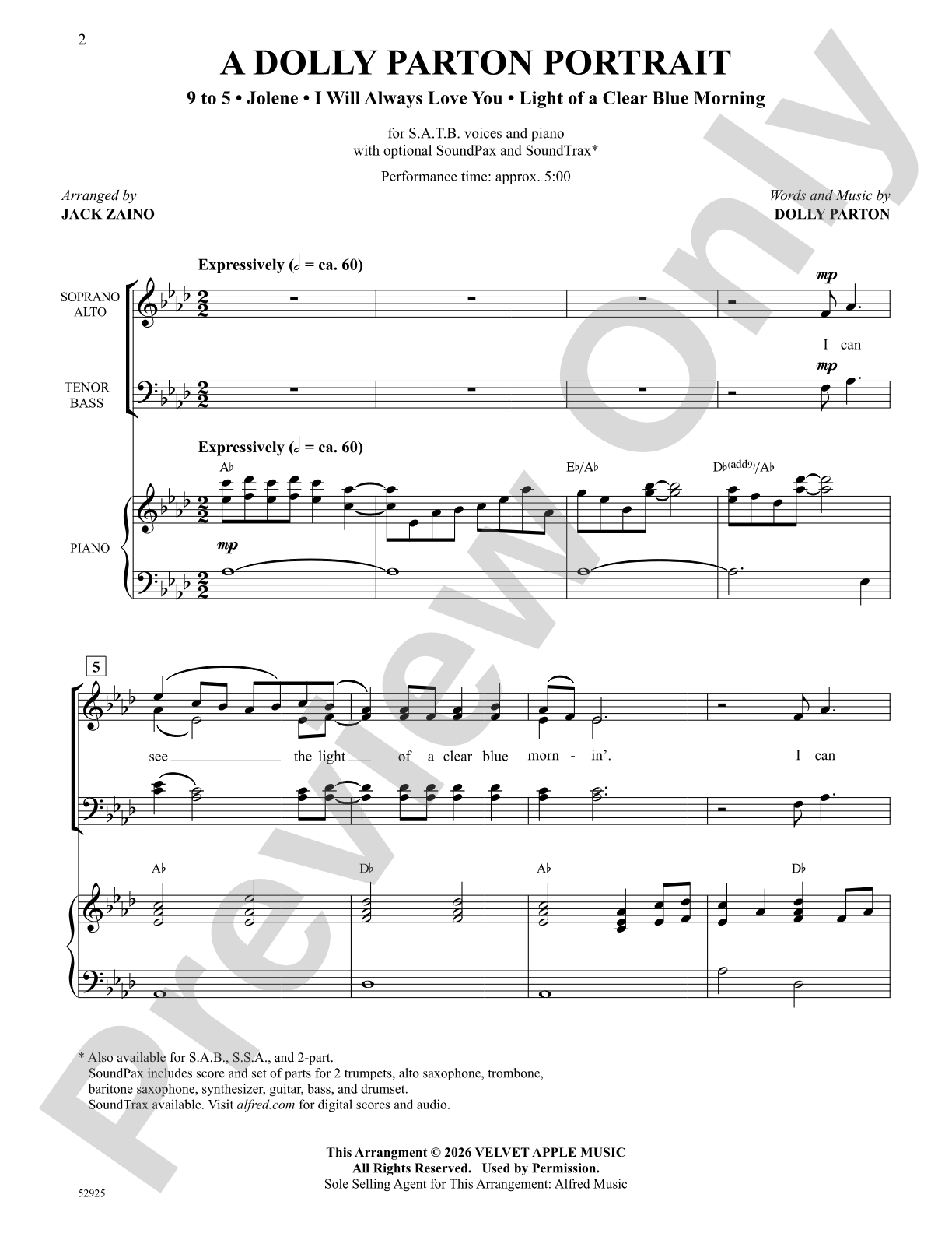 A Dolly Parton Portrait: SATB Choral Octavo